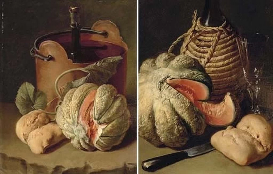 Giacomo Ceruti, il Pitocchetto - 165, Natura morta con secchi e zucca, natura morta con fiasco, attribuiti